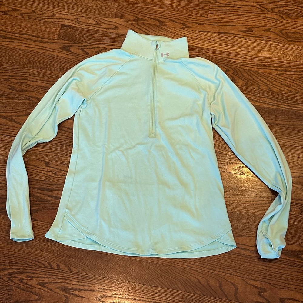 Under Armour Mint Green Quarter Zip. Fitted. Heatgear. Large.